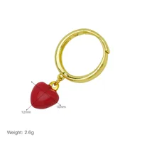 Cute Cherry Heart Shape Chili Copper Enamel Women's Multi Charms Necklace Open Rings main image 4