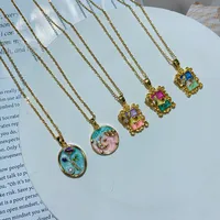 Casual Cute Sweet Moon Flower Butterfly 304 Stainless Steel Enamel Plating Inlay Imitation Pearl Zircon 18K Gold Plated Women's Pendant Necklace main image 1