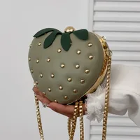 Women's Medium Pu Leather Strawberry Cute Rivet Round Clasp Frame Crossbody Bag main image 4