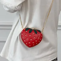 Women's Medium Pu Leather Strawberry Cute Rivet Round Clasp Frame Crossbody Bag main image 2