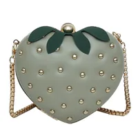 Women's Medium Pu Leather Strawberry Cute Rivet Round Clasp Frame Crossbody Bag main image 5