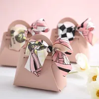 European Style Creative Wedding Candy Box Leather Handheld Bag Ins Style Wedding Party Favors Return Gift Candy Packaging sku image 16