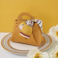 European Style Creative Wedding Candy Box Leather Handheld Bag Ins Style Wedding Party Favors Return Gift Candy Packaging sku image 18
