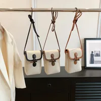 Women's Canvas Color Block Basic Splicing Sewing Thread Square Lock Clasp Phone Wallets main image 1