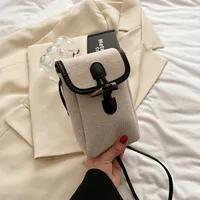 Women's Canvas Color Block Basic Splicing Sewing Thread Square Lock Clasp Phone Wallets sku image 1
