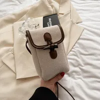 Women's Canvas Color Block Basic Splicing Sewing Thread Square Lock Clasp Phone Wallets sku image 3