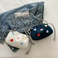 Women's Mini Canvas Heart Shape Classic Style Square String Crossbody Bag main image 1