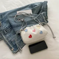 Women's Mini Canvas Heart Shape Classic Style Square String Crossbody Bag main image 4