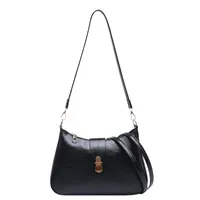Women's Medium Pu Leather Solid Color Streetwear Sewing Thread Square Zipper Shoulder Bag sku image 1