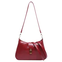Women's Medium Pu Leather Solid Color Streetwear Sewing Thread Square Zipper Shoulder Bag sku image 2