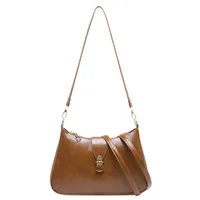 Women's Medium Pu Leather Solid Color Streetwear Sewing Thread Square Zipper Shoulder Bag sku image 3