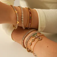 Elegant Modern Style Geometric 304 Stainless Steel Plating Zircon Women's Bracelets main image 1
