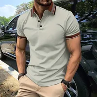 Men's Short Sleeve Men's Polo Shirts Casual Contrast Collar main image 2