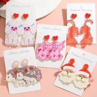 1 Pair Luxurious Hedgehog Santa Claus Arylic Imitation Pearl Alloy Drop Earrings main image 3