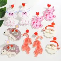 1 Pair Luxurious Hedgehog Santa Claus Arylic Imitation Pearl Alloy Drop Earrings main image 5