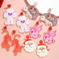 1 Pair Luxurious Hedgehog Santa Claus Arylic Imitation Pearl Alloy Drop Earrings main image 2