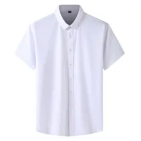Men's Plus Size Summer Short Sleeve Shirt Business Casual Loose Fit Stretch Fabric Solid Color Office Wear main image 5
