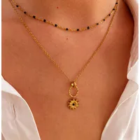 Basic Simple Style Flower 316L Stainless Steel  Irregular Rhinestones 18K Gold Plated Women's Pendant Necklace main image 3