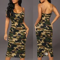 Women's Sheath Dress Casual Elegant Streetwear Strap Sleeveless Camouflage Midi Dress Holiday Selfie main image 1