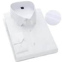 Spring Men's White Shirt Wrinkle - Free Non - Iron Long Sleeve Office Commute Shirt With Embroidered Logo Formal Business Attire main image 5