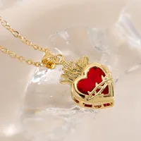 Retro Simple Style Heart Shape Copper Women's Pendant Necklace main image 5