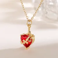 Retro Simple Style Heart Shape Copper Women's Pendant Necklace main image 3