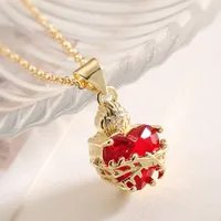 Retro Simple Style Heart Shape Copper Women's Pendant Necklace main image 4