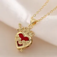 Retro Simple Style Heart Shape Copper Women's Pendant Necklace main image 6