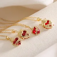 Retro Simple Style Heart Shape Copper Women's Pendant Necklace main image 1