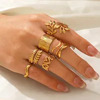 Retro Commute Geometric 304 Stainless Steel Plating 18K Gold Plated Women's Open Rings main image 2