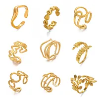 Retro Commute Geometric 304 Stainless Steel Plating 18K Gold Plated Women's Open Rings main image 4