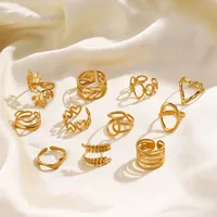 Retro Commute Geometric 304 Stainless Steel Plating 18K Gold Plated Women's Open Rings main image 5