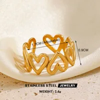 Retro Commute Geometric 304 Stainless Steel Plating 18K Gold Plated Women's Open Rings sku image 2