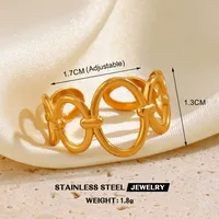 Retro Commute Geometric 304 Stainless Steel Plating 18K Gold Plated Women's Open Rings sku image 8