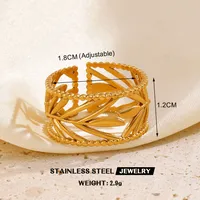 Retro Commute Geometric 304 Stainless Steel Plating 18K Gold Plated Women's Open Rings sku image 14