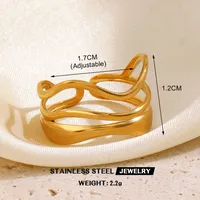 Retro Commute Geometric 304 Stainless Steel Plating 18K Gold Plated Women's Open Rings sku image 5