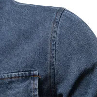 Men's Euro Fit Washed Denim Shirt - Casual Solid Color Cotton Long Sleeve Autumn New Arrival main image 4