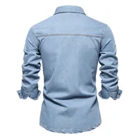 Men's Premium Washed Denim Shirt - Casual Cotton Long Sleeve Button-Up For Everyday Wear main image 1