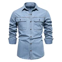 Men's Premium Washed Denim Shirt - Casual Cotton Long Sleeve Button-Up For Everyday Wear main image 2