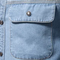 Men's Premium Washed Denim Shirt - Casual Cotton Long Sleeve Button-Up For Everyday Wear main image 4