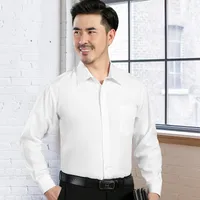 Spring Summer Men's Long Sleeve Shirt Loose Fit Korean Style Solid Color Open Front Casual Shirt For Mature Men main image 4