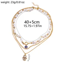 Elegant Glam Vintage Style Round Heart Shape Eye Imitation Pearl Alloy Women's Layered Necklaces Pendant Necklace main image 3