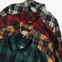 Men's Heavyweight 300g Vintage Plaid Flannel Shirt, Amekaji Workwear Style With Double Pocket Long Sleeve main image 1