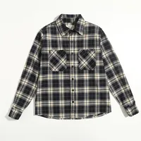 Men's Heavyweight 300g Vintage Plaid Flannel Shirt, Amekaji Workwear Style With Double Pocket Long Sleeve sku image 18