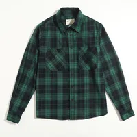 Men's Heavyweight 300g Vintage Plaid Flannel Shirt, Amekaji Workwear Style With Double Pocket Long Sleeve sku image 9