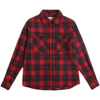 Men's Heavyweight 300g Vintage Plaid Flannel Shirt, Amekaji Workwear Style With Double Pocket Long Sleeve sku image 15