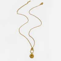 Basic Simple Style Flower 316L Stainless Steel  Irregular Rhinestones 18K Gold Plated Women's Pendant Necklace sku image 2