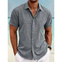 Boho Tie-Dye Linen Short Sleeve Shirt For Women, Casual Summer Chic Blouse main image 4