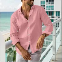 Men's Summer Long Sleeve Solid Button - Up Shirt, Casual Turn - Down Collar Everyday Wear For Spring/Summer main image 5