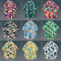 Japanese - Inspired Retro Hawaiian Floral Shirt For Men & Women, Loose Fit Short Sleeve Beach Shirt, Vintage Casual Couple Style main image 1